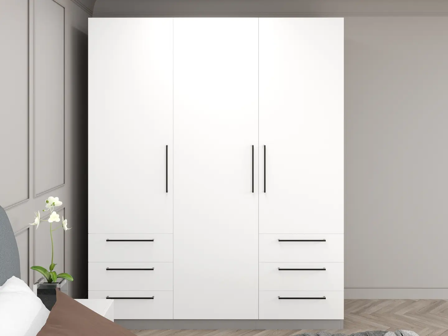 Dulap Bayro Serenity 6 sertare 180x220x52 (White/Asphalt Grey)