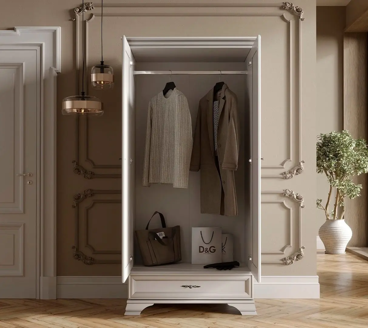 Dulap Gerbor Kentuki SZF2D1S(N) (Alpine White)