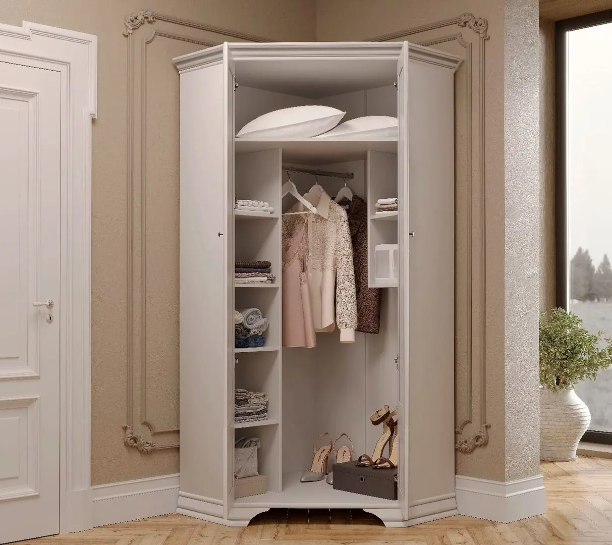 Dulap de colt Gerbor Kentuki SZFN2D (Alpine White)