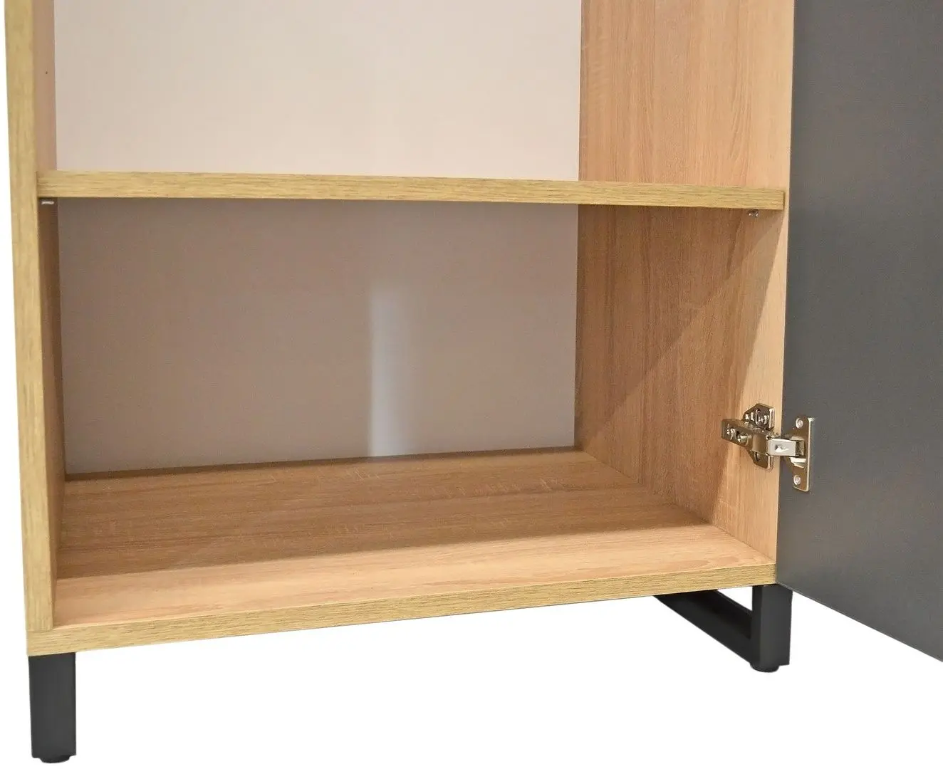 Dulap DP 60x210x52 haine/bara (Wood/Gray/Black)