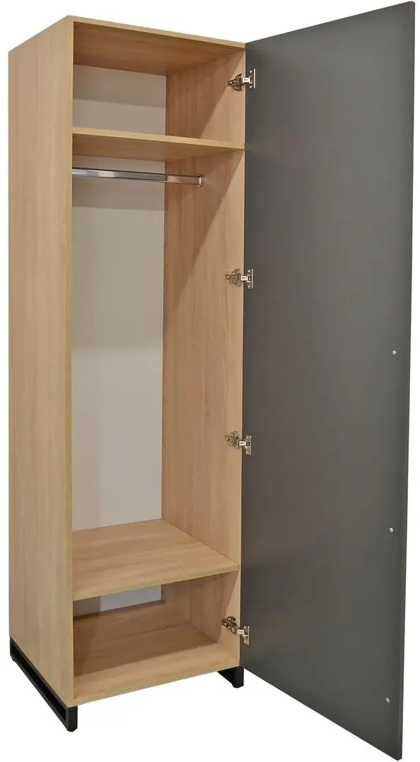 Dulap DP 60x210x52 haine/bara (Wood/Gray/Black)