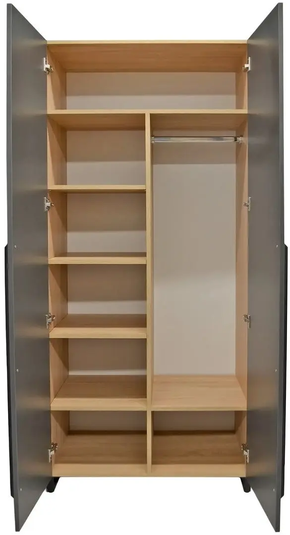 Dulap DP 90x210x52 haine/rafturi (Wood/Gray/Black)