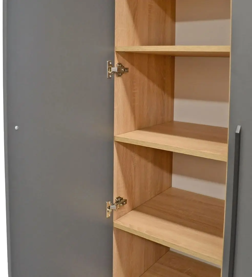 Dulap DP 90x210x52 haine/rafturi (Wood/Gray/Black)