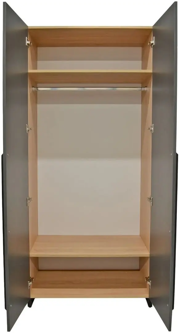 Dulap DP 90x210x52 haine/bara (Wood/Gray/Black)