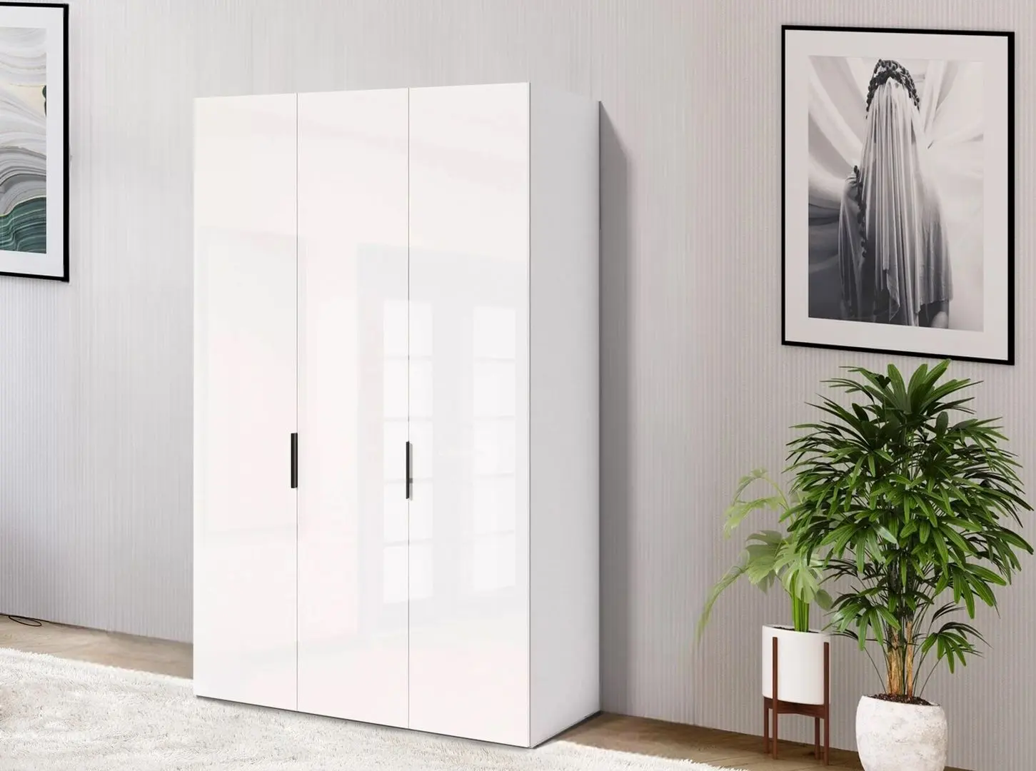 Dulap Fabrik Home Hardy 1350 3U (White/White Gloss)