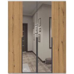 Dulap Fabrik Home Linia cu oglinzi lungi 160x200x50 (Ash White/Ewok Oak) Thumb