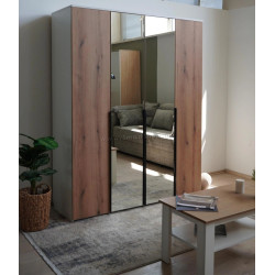 Шкаф Fabrik Home Linia с длинными зеркалами 160x200x50 (Ясень Белый/Дуб Эвок)
