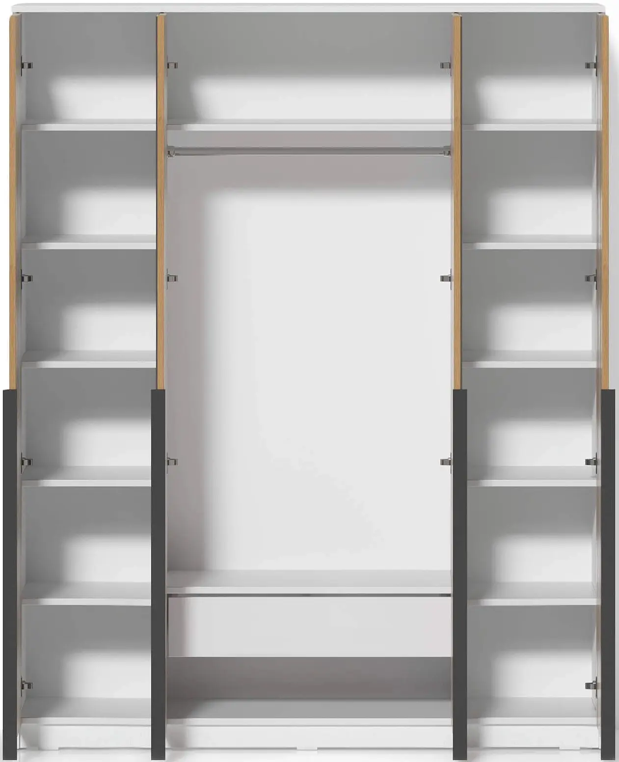 Dulap Fabrik Home Linia cu oglinzi lungi 160x200x50 (Ash White/Ewok Oak)