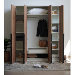 Dulap Fabrik Home Linia cu oglinzi lungi 160x200x50 (Ash White/Ewok Oak) Thumb