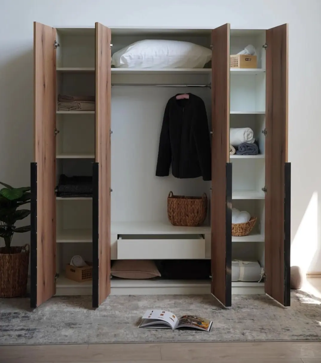 Dulap Fabrik Home Linia cu oglinzi lungi 160x200x50 (Ash White/Ewok Oak)