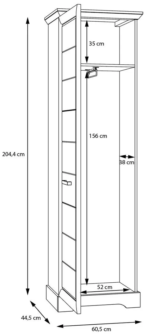 Dulap Fortuna Chasia 60.5x204.4x44.5 (White Oak) - 2