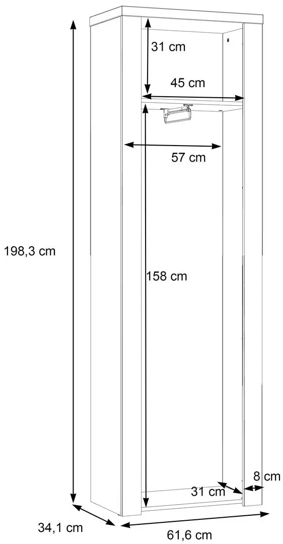 Dulap Fortuna Portland 61.6x198.3x34.1 (Sand Oak) - 2