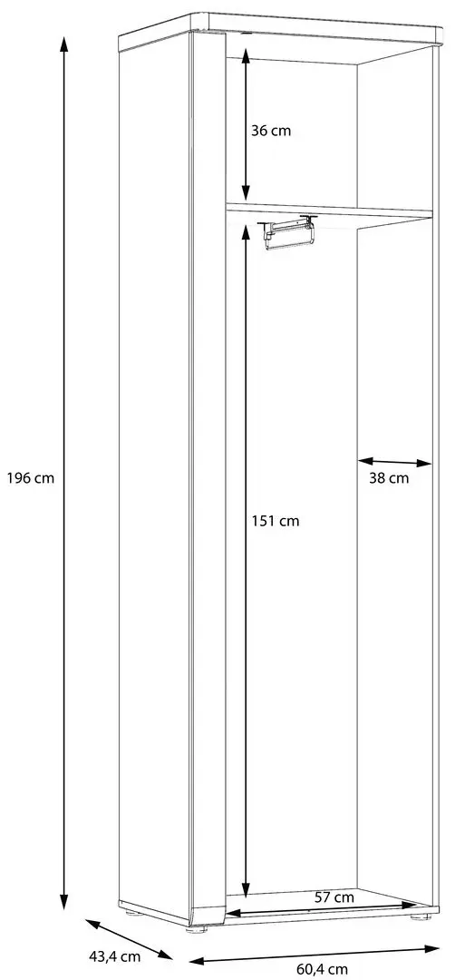 Шкаф Fortuna Tudor 60.4x196x43.4 (White/Artisan Oak/White Gloss) - 7