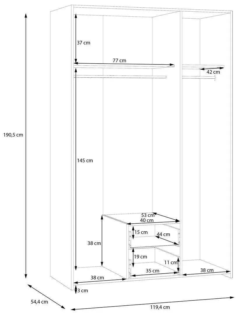 Шкаф Fortuna Econobox 119x190 (White/Puccini Oak)