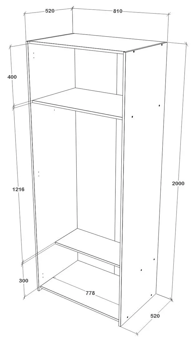 Dulap Haaus Malmo 2D 200x81 cm (White Oak/Anthracite)