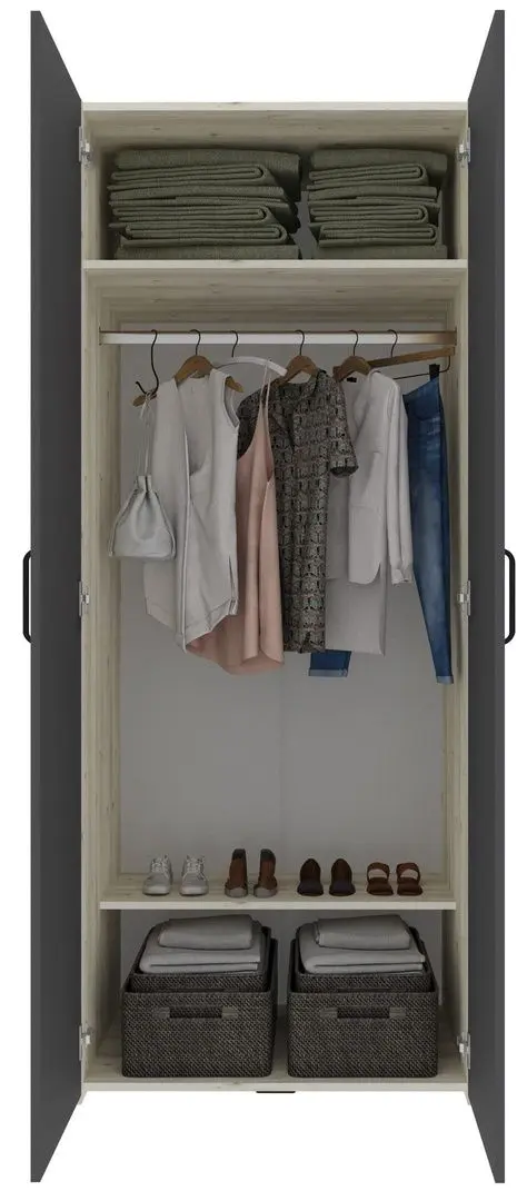 Dulap Haaus Malmo 2D 200x81 cm (White Oak/Anthracite)