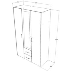 Dulap Haaus Malmo 2SZ3D cu oglinda 200x120 cm (Artisan Oak/Clay) Thumb