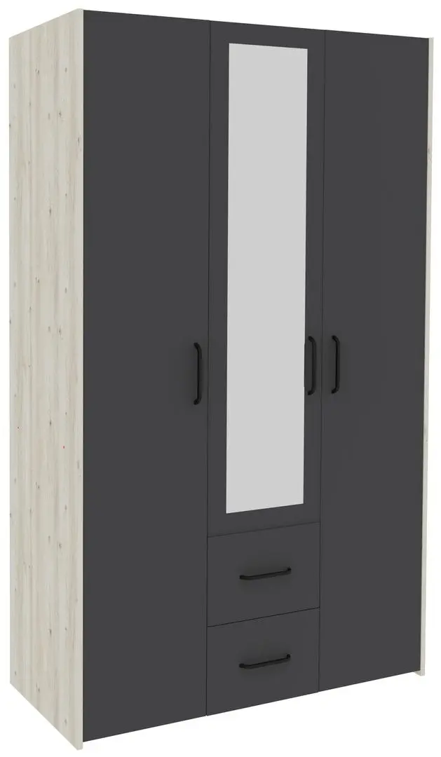 Шкаф Haaus Malmo 2SZ3D с зеркалом 200x120 (White Oak/Anthracite)