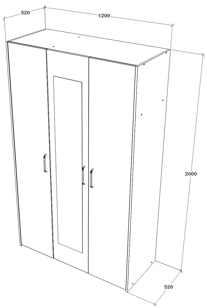 Dulap Haaus Malmo 3D cu oglinda 200x120 cm (Artisan Oak/Clay)