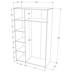 Dulap Haaus Malmo cu oglinda 200x120 cm (White Oak/Anthracite) Thumb