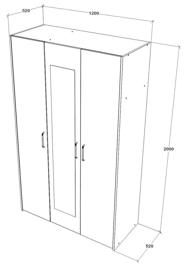 Dulap Haaus Malmo cu oglinda 200x120 cm (White Oak/Anthracite)