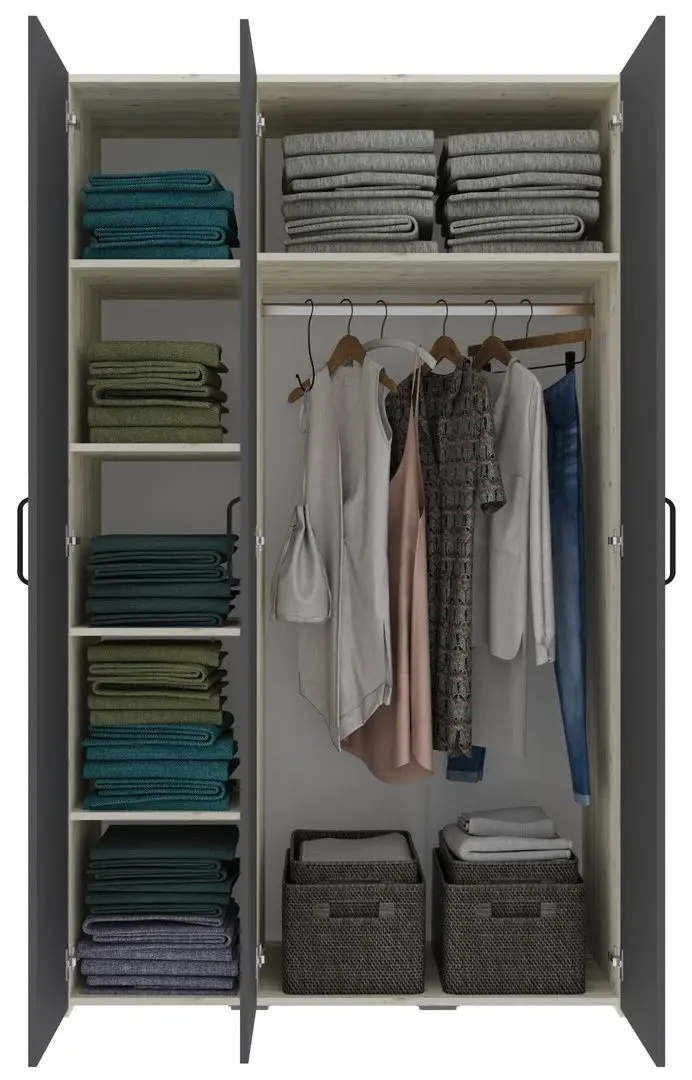 Dulap Haaus Malmo cu oglinda 200x120 cm (White Oak/Anthracite)