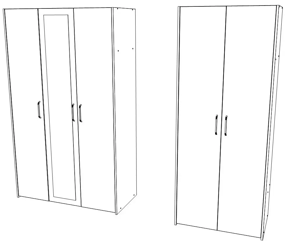 Dulap Haaus Malmo V2 cu oglinda 200 cm (Anthracite/White Oak)