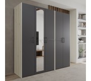 Dulap Haaus Malmo V2 cu oglinda 200 cm (Anthracite/White Oak)