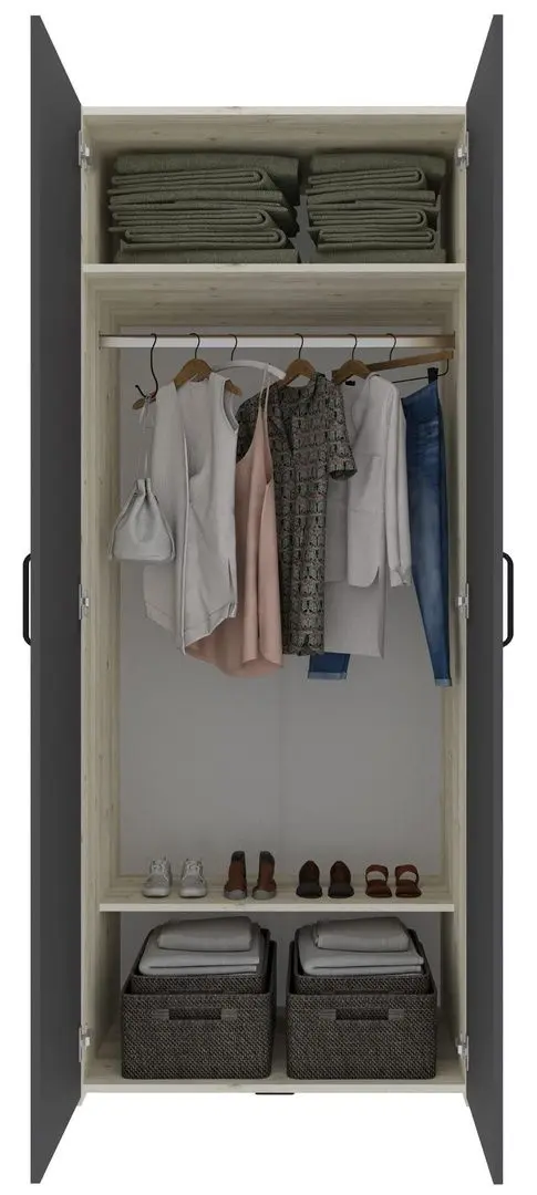 Dulap Haaus Malmo V2 cu oglinda 200 cm (Anthracite/White Oak)