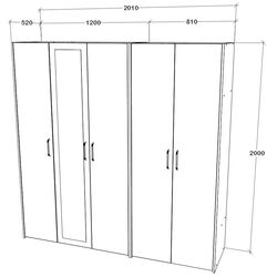Dulap Haaus Malmo V2 cu oglinda 200 cm (Clay/Artisan Oak) Thumb