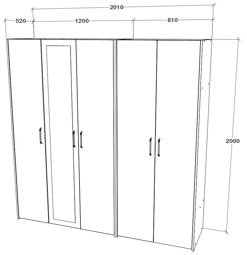 Dulap Haaus Malmo V2 cu oglinda 200 cm (Clay/Artisan Oak)