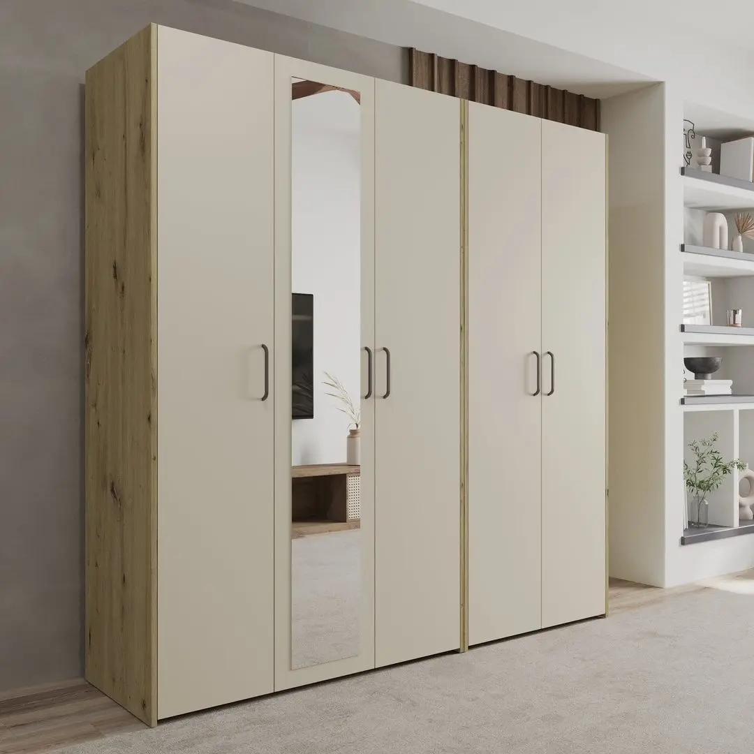 Dulap Haaus Malmo V2 cu oglinda 200 cm (Clay/Artisan Oak)