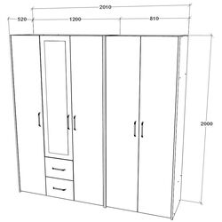 Dulap Haaus Malmo V3 cu oglinda 200 cm (Anthracite/White Oak) Thumb
