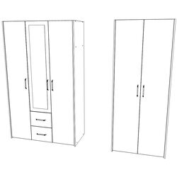 Dulap Haaus Malmo V3 cu oglinda 200 cm (Anthracite/White Oak) Thumb