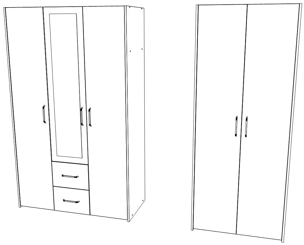 Dulap Haaus Malmo V3 cu oglinda 200 cm (Anthracite/White Oak)