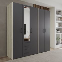 Шкаф Haaus Malmo V3 с зеркалом 200 cm (Anthracite/White Oak)