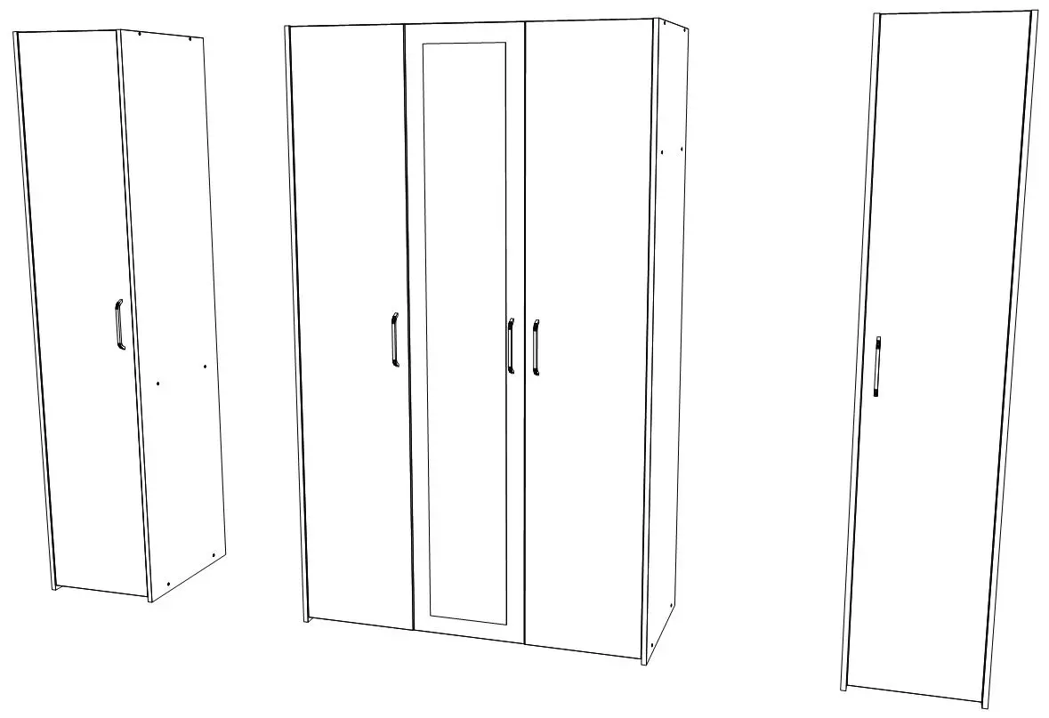 Dulap Haaus Malmo V5 cu oglinda 200 cm (Anthracite/White Oak)