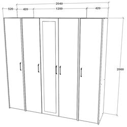 Dulap Haaus Malmo V5 cu oglinda 200 cm (Clay/Artisan Oak) Thumb