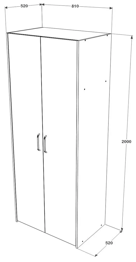 Dulap Haaus Nero 2D cu rafturi 200x81 cm (White Oak/Anthracite)