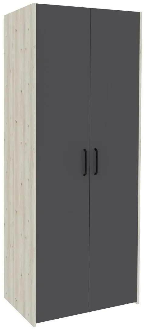 Dulap Haaus Nero 2D cu rafturi 200x81 cm (White Oak/Anthracite)
