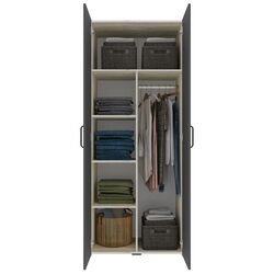 Dulap Haaus Nero 2D cu rafturi 200x81 cm (White Oak/Anthracite) Thumb