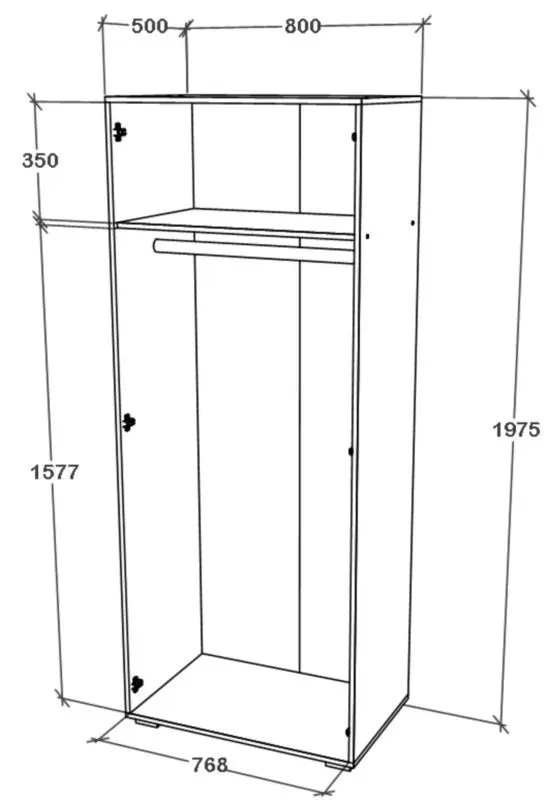 Dulap Haaus Nero 2D cu oglinda 200x80 cm (Bronze Oak)