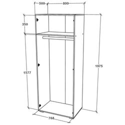 Dulap Haaus Nero 2D cu oglinda 80x200 cm (Sonoma Oak) Thumb