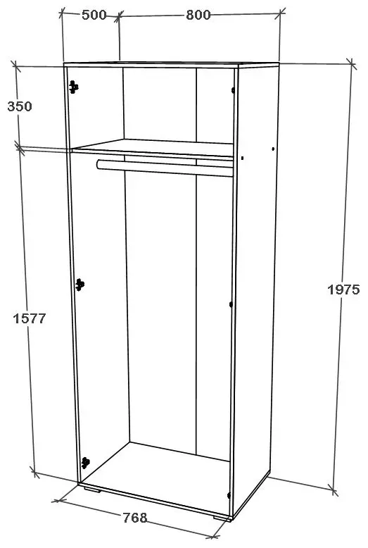 Dulap Haaus Nero 2D cu oglinda 80x200 cm (Sonoma Oak)