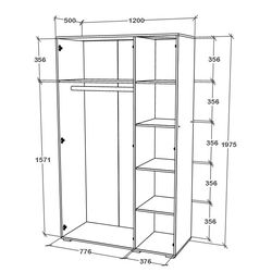 Dulap Haaus Nero 3D cu oglinda 200x120 cm (Bronze Oak) Thumb