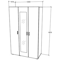 Dulap Haaus Nero 3D cu oglinda 200x120 cm (Bronze Oak) Thumb