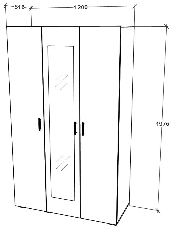 Dulap Haaus Nero 3D cu oglinda 200x120 cm (Bronze Oak)