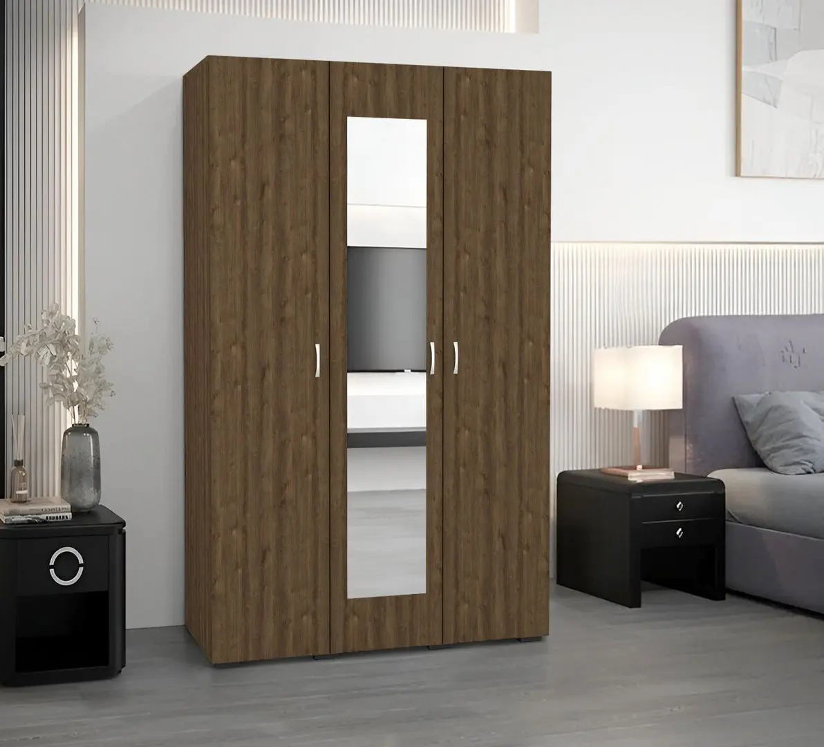 Dulap Haaus Nero 3D cu oglinda 200x120 cm (Bronze Oak)