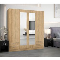 Шкаф Haaus Nero 4D с зеркалом 196x200 cm (Sonoma Oak)