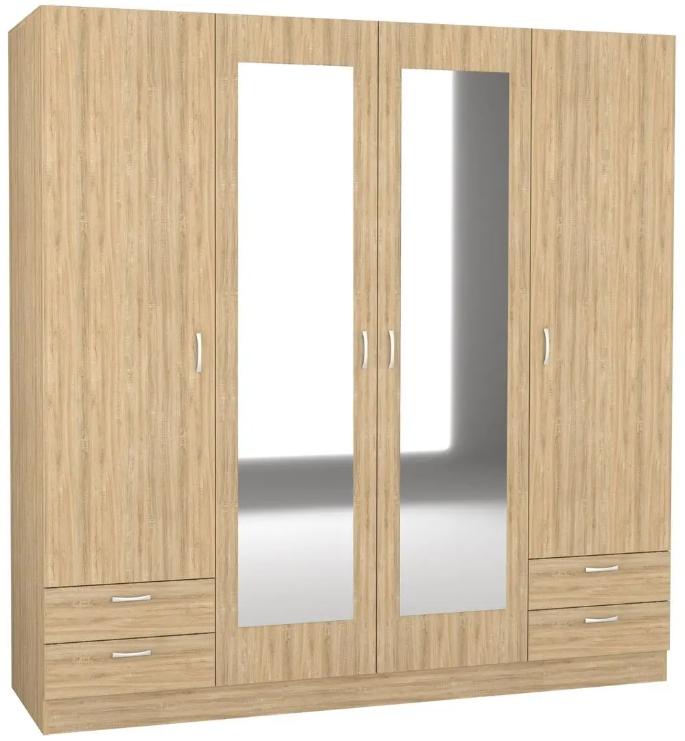 Dulap Haaus Nero 4D cu oglinda 196x200 cm (Sonoma Oak)